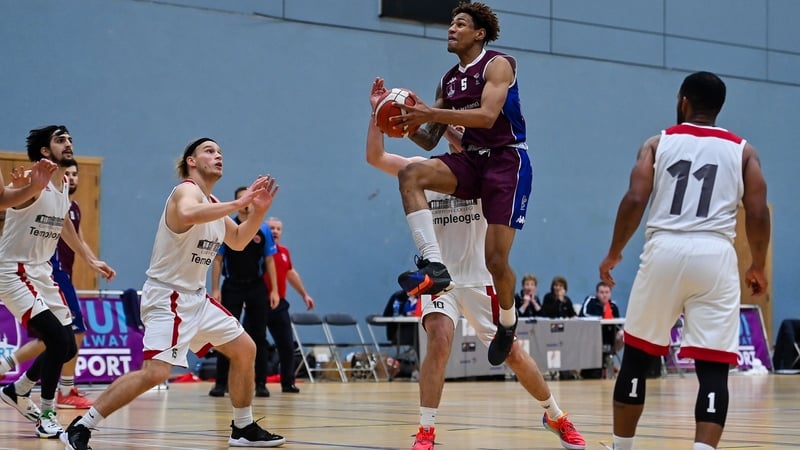 De'Ondre Jackson of NUIG Maree in action against Griffith College Templeogue