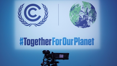 The backdrop to speeches today at the SEC in Glasgow for COP26
