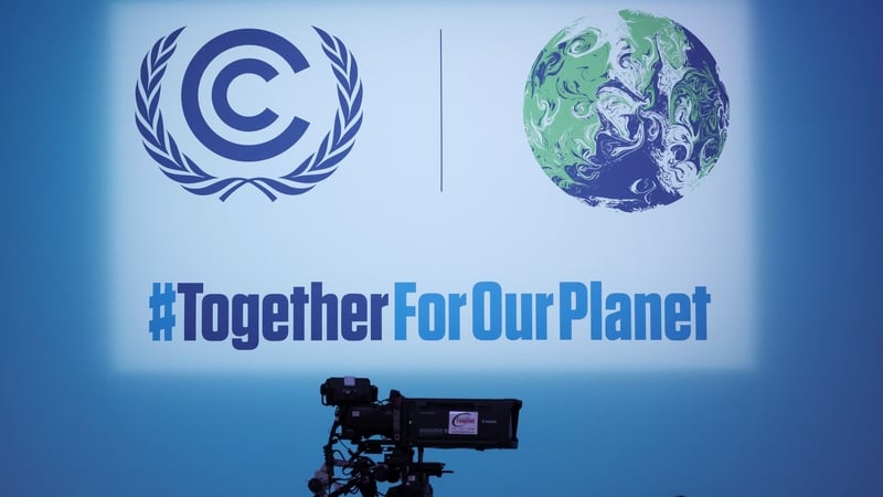 The backdrop to speeches today at the SEC in Glasgow for COP26