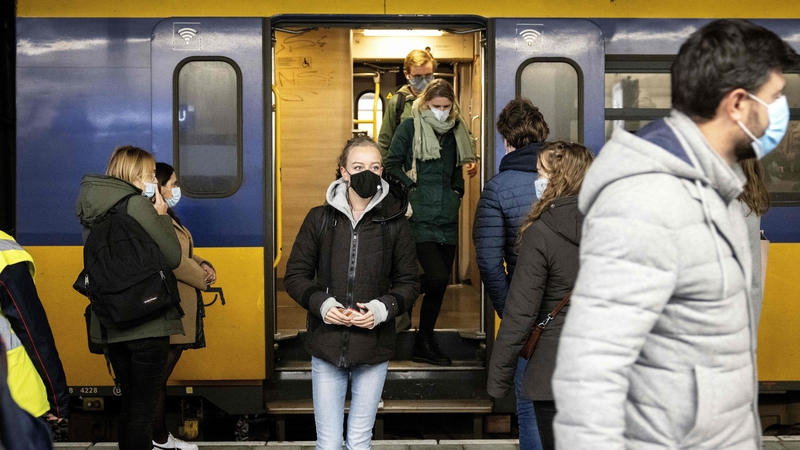 Commuters at Utrecht Central Station as the Dutch cabinet is considering re-imposing restrictions