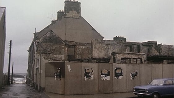 Fire damaged Central Hotel in Bundoran, County Donegal, 1981.