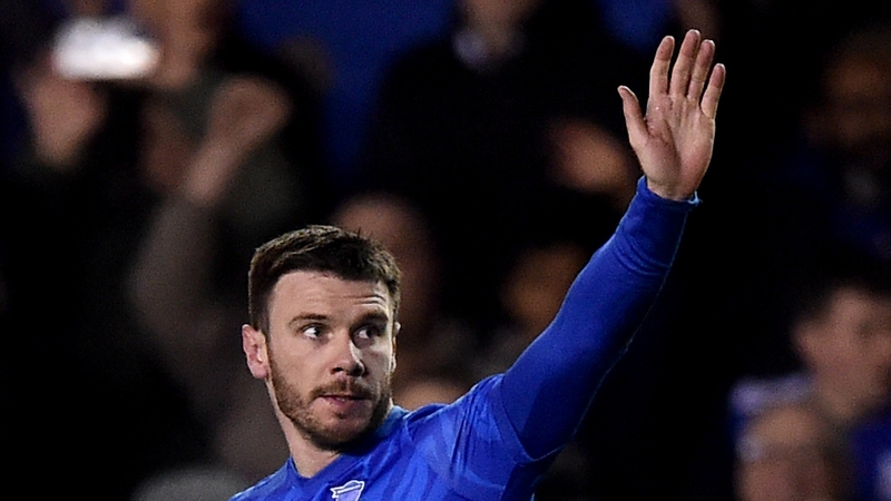 Scott Hogan celebrates after scoring of Birmingham City's second goal