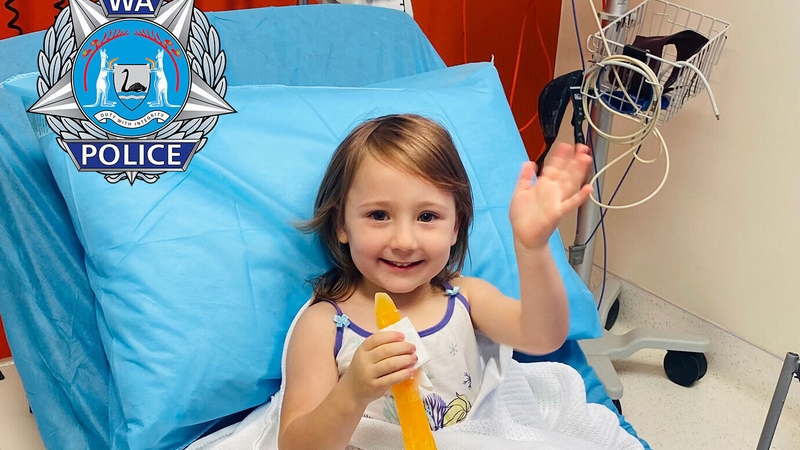 Cleo Smith was taken to hospital after she was found by police (Pic: Western Australia Police)