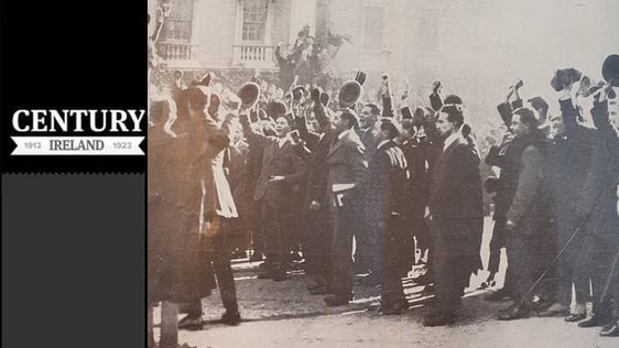 Century Ireland Issue 217 - Trinity College students cheering after singing 'God Save the King' in …
