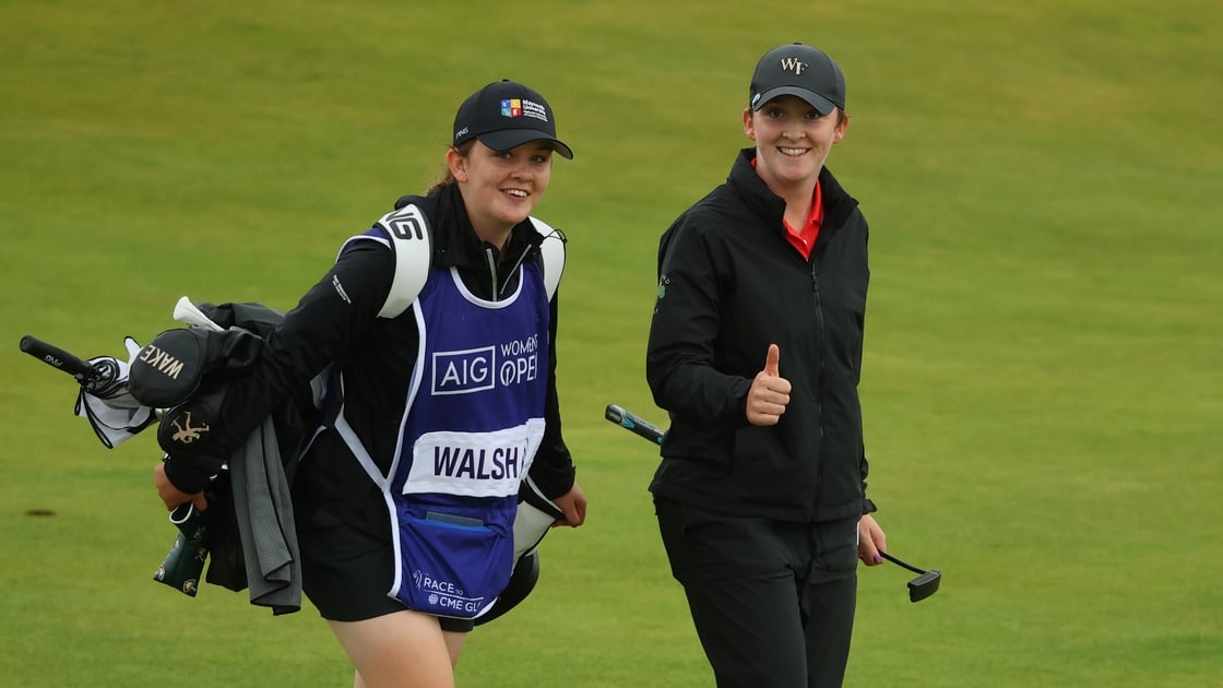 Walsh and her sister Clodagh during day three at Carnoustie
