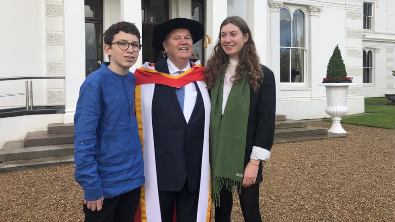 Former Minister Michael Noonan with his grandchildren Valentine and Arthur at the University of Limerick