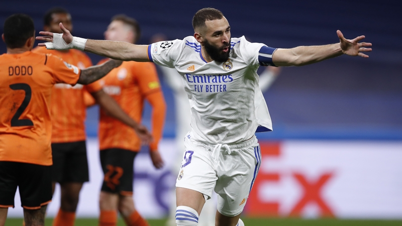 Karim Benzema of Real Madrid celebrates