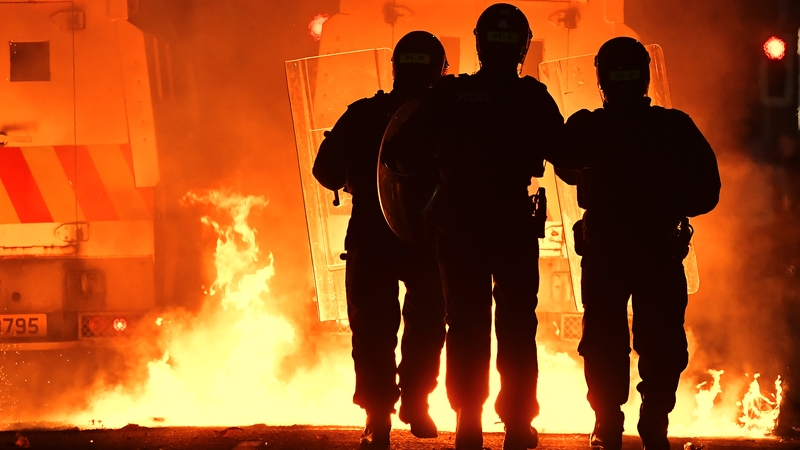 Police came under attack with missiles and fireworks in Belfast last night