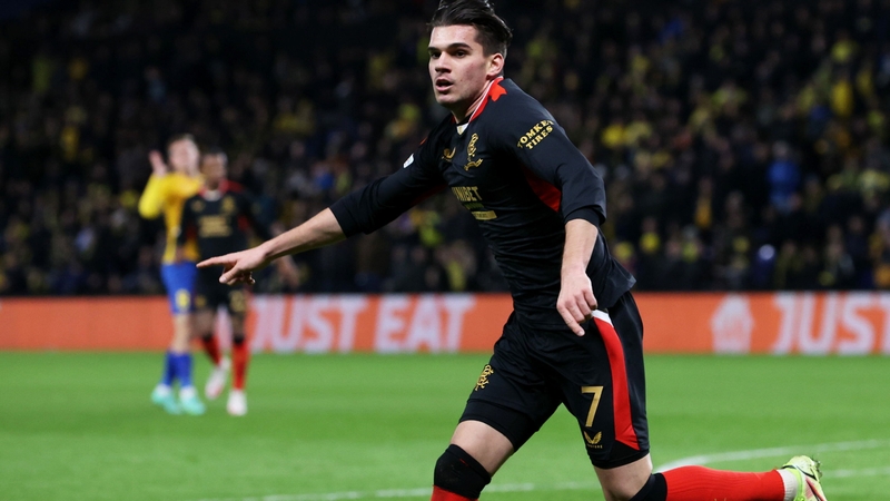 Ianis Hagi celebrates after scoring to make it 1-1