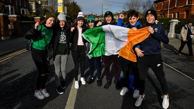 Fans outside the Aviva prior to the Wales game in 2020, the last full house at the stadium