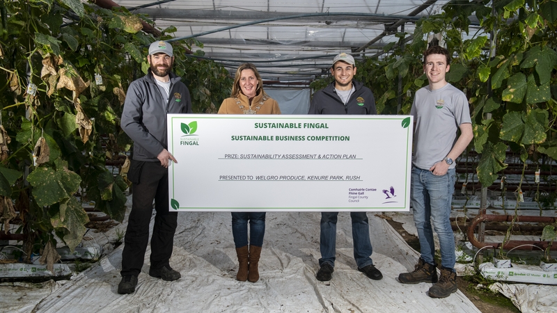 Welgro's Gary Weldon(left), Shane Halpin and Sean Weldon with Fingal Mayor Seána Ó Rodaigh