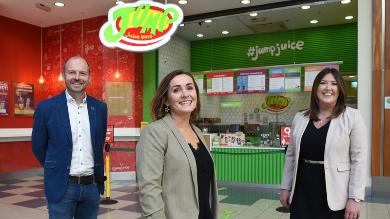 Charlie and Claire Scanlan of Jump Juice with Amy Hughes of Envisage