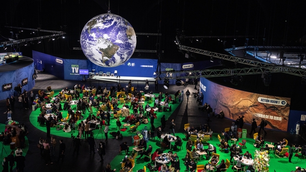 Attendees in the Blue Zone during the COP26 climate talks in Glasgow