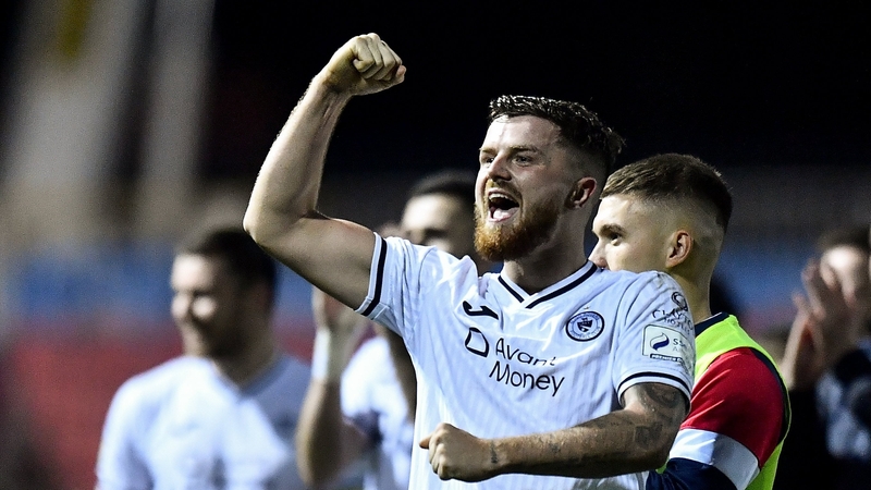 Adam McDonnell celebrates after putting Sligo 3-0 up late on - a result that secured European football for the Bit O' Red