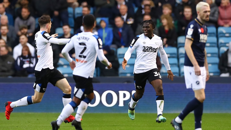 Republic of Ireland U21 international Festy Ebosele scores his first senior goal for Derby
