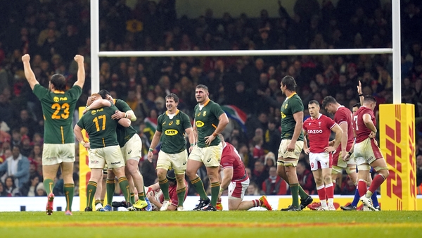 South Africa's Frans Steyn celebrates winning a penalty