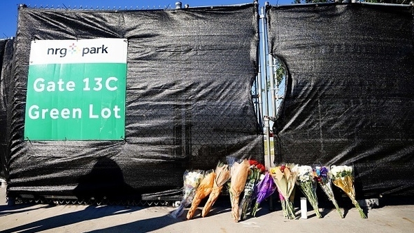 Flowers outside the Astroworld Festival venue in Houston