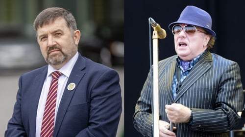 Robin Swann (L) and Van Morrison (R) settled the cases after a successful mediation process (File image)