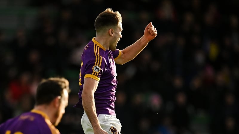 Sarán Ó Fionnagáin celebrates scoring the only goal