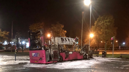 The PSNI said bus was hijacked and set alight in Newtownabbey