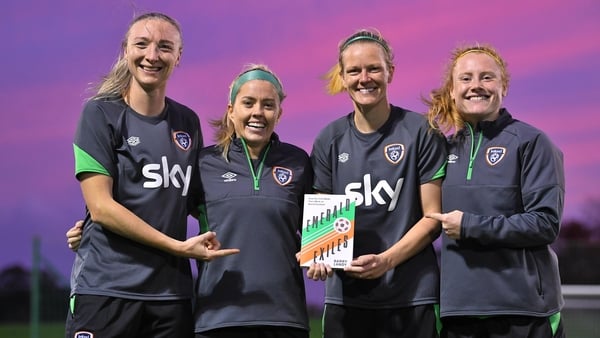 Louise Quinn, Denise O'Sullivan, Diane Caldwell and Amber Barrett during a ROI training session at the FAI National Training Centre (Pic: Stephen McCarthy)