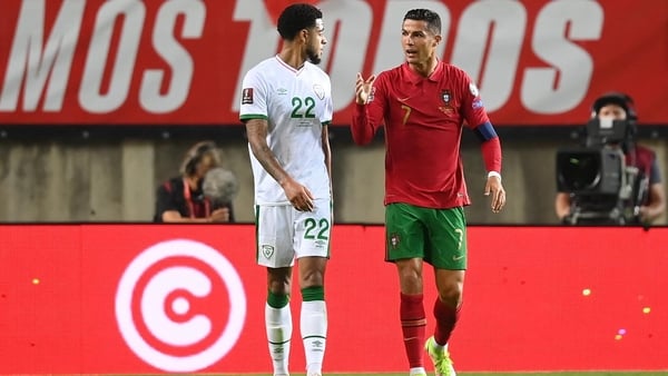 Andrew Omobamidele and Cristiano Ronaldo during the Faro fixture on 1 September
