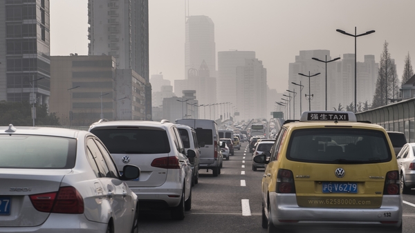 Traffic congestion in Shanghai as smog hovers over the city (file pic)