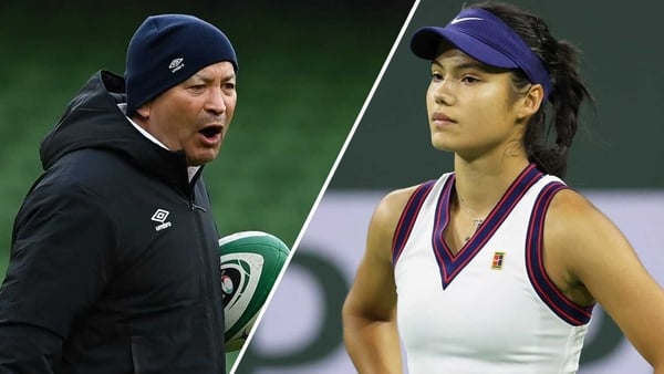 Eddie Jones (L) and Emma Raducanu