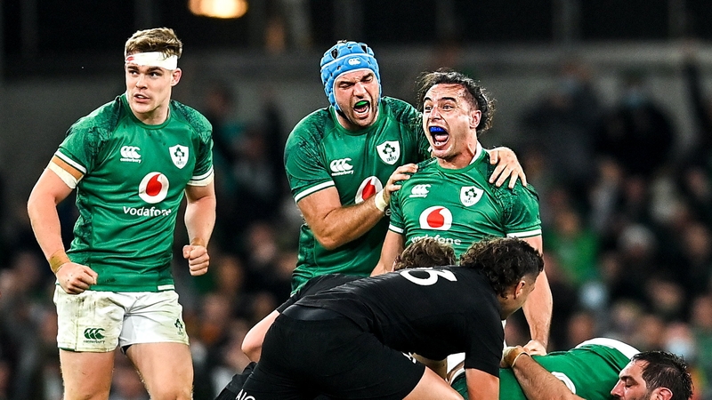 James Lowe celebrates after winning a late penalty