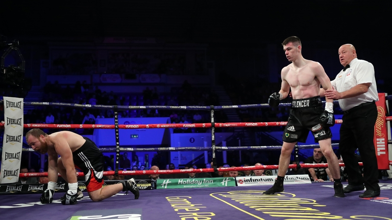 Aaron McKenna knocks down Gabor Gorbics