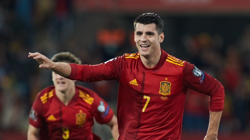 Alvaro Morata celebrates the goal that beat Sweden