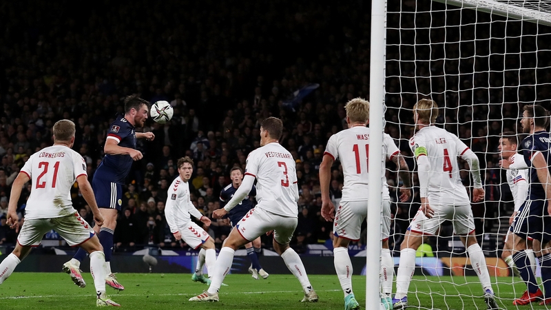 John Souttar heads Scotland in front against Denmark