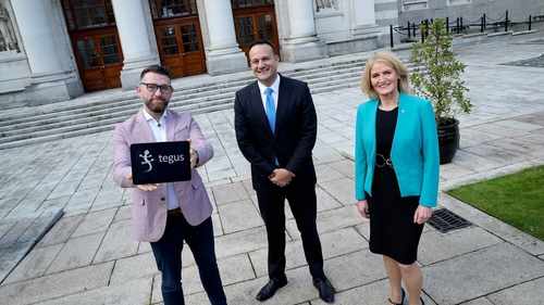 David Cashman from Tegus along with Leo Varadkar and Mary Buckley, Executive Director of IDA Ireland