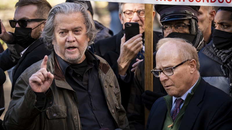 Steve Bannon pictured after appearing in a Washington DC court on Monday