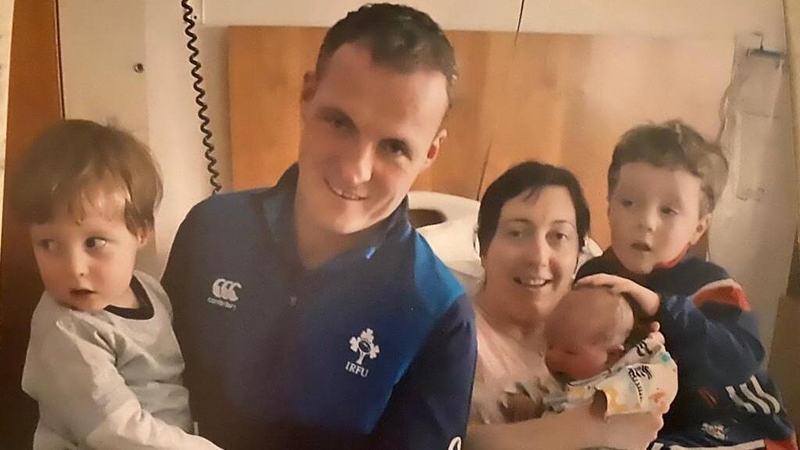 Marie Downey and her husband, Kieran, with baby Darragh and children