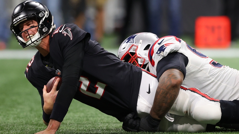 Atlanta Falcons QB Matt Ryan is sacked by New England Patriots nose tackle Davon Godchaux