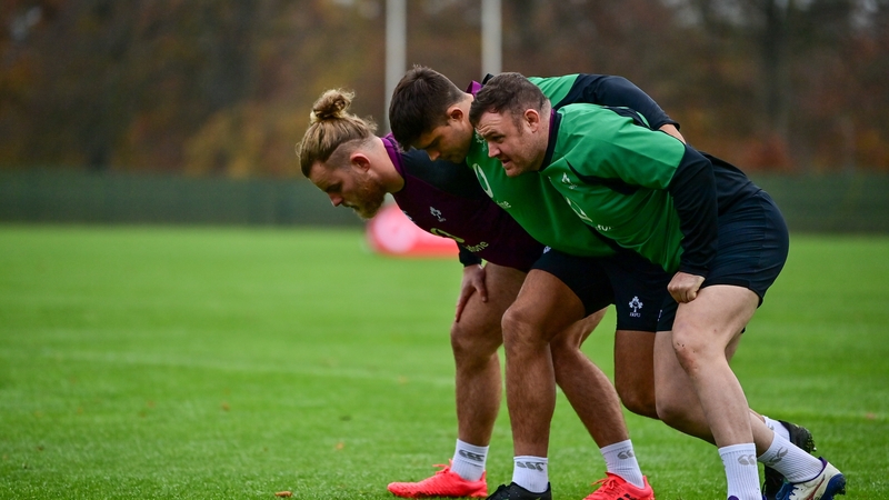 Ireland front row players, from right, Dave Kilcoyne, Dave Heffernan and Finlay Bealham in training this week
