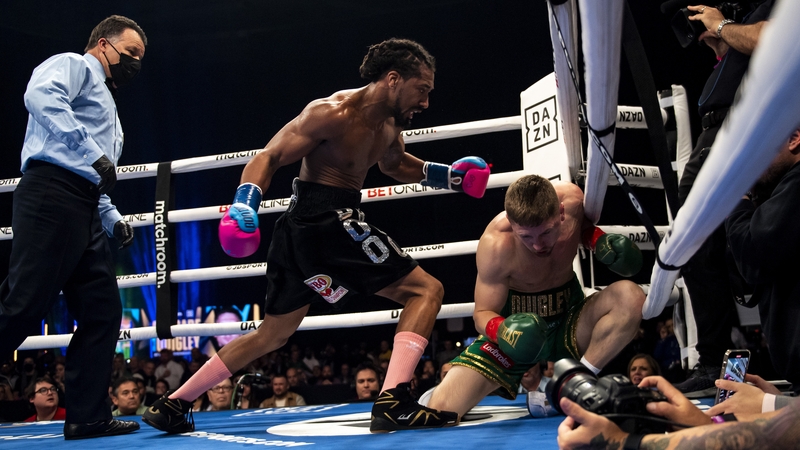 Jason Quiglet hits the canvas at SNHU Arena in Manchester, New Hampshire