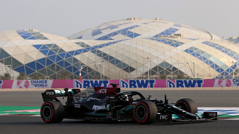 Lewis Hamilton in action at the Losail International Circuit, on the outskirts of of Doha