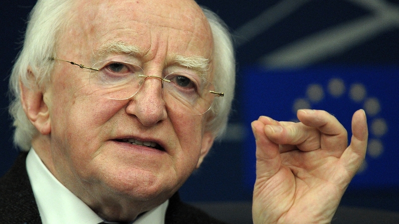 President Higgins has urged Russia to withdraw its troops and end the rise of militarism