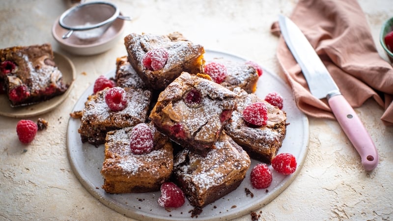 Donal's raspberry & white chocolate brownies