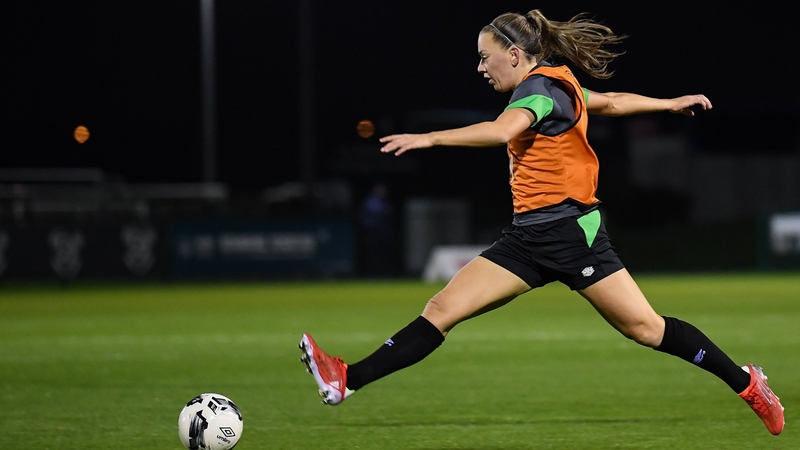 Katie McCabe training on the eve of the game