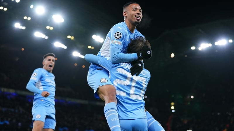 Gabriel Jesus celebrates his goal at the Etihad