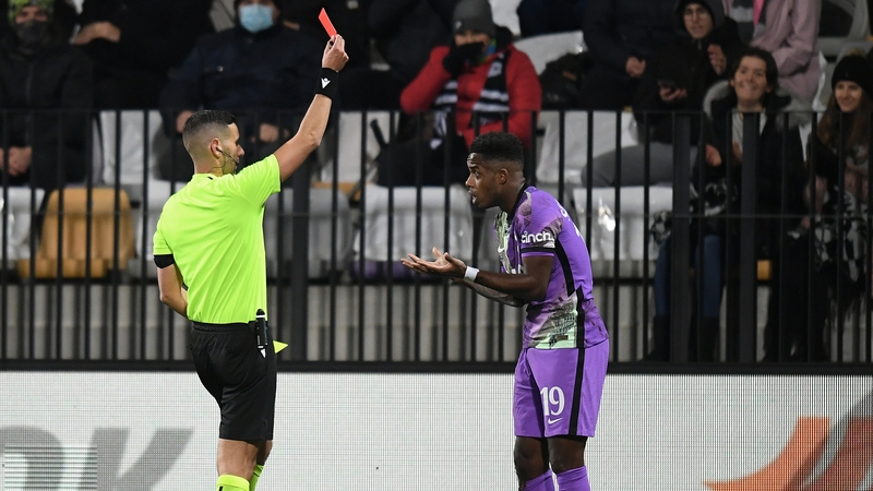 Ryan Sessegnon is given his marching orders in Maribor