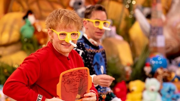 While on the Toy Show, Ed took part in a game of 'pencil nose'