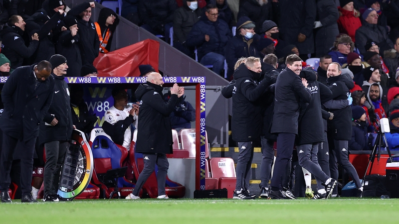 Steven Gerrard celebrates Villa's second goal