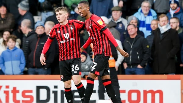 Gavin Kilkenny and Jaidon Anthony celebrate the Bournemouth opener