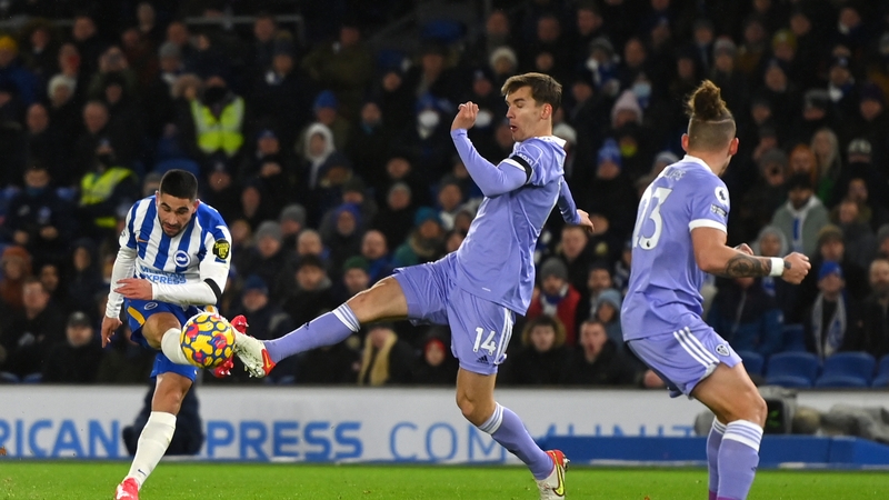 Neal Maupay (L) missed a number of good chances for Brighton