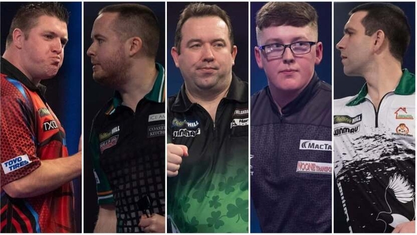 Daryl Gurney, Steve Lennon, Brendan Dolan, Keane Barry and Willie O'Connor carry Irish hopes at Alexandra Palace