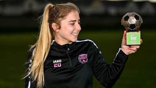 Ellen Molloy poses with her Player of the Month trophy